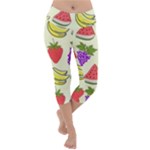 Fruits Pattern Background Food Lightweight Velour Capri Yoga Leggings