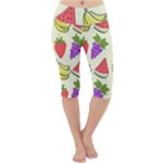 Fruits Pattern Background Food Lightweight Velour Cropped Yoga Leggings