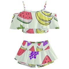 Kids  Off Shoulder Skirt Bikini 