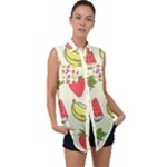 Fruits Pattern Background Food Sleeveless Chiffon Button Shirt