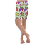 Fruits Pattern Background Food Kids  Lightweight Velour Cropped Yoga Leggings
