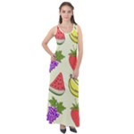 Fruits Pattern Background Food Sleeveless Velour Maxi Dress