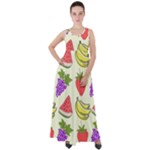 Fruits Pattern Background Food Empire Waist Velour Maxi Dress