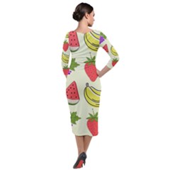 Quarter Sleeve Midi Velour Bodycon Dress 