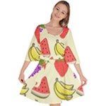 Fruits Pattern Background Food Velour Kimono Dress