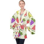 Fruits Pattern Background Food Long Sleeve Velvet Kimono 