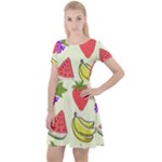 Fruits Pattern Background Food Cap Sleeve Velour Dress 