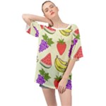 Fruits Pattern Background Food Oversized Chiffon Top