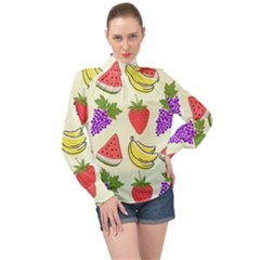 High Neck Long Sleeve Chiffon Top 