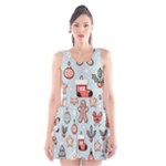 Christmas Cartoon Pattern Scoop Neck Skater Dress