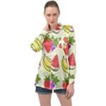 Fruits Pattern Background Food Long Sleeve Satin Shirt