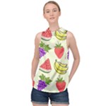 Fruits Pattern Background Food High Neck Satin Top