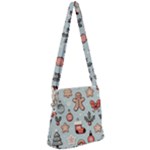 Christmas Cartoon Pattern Zipper Messenger Bag