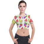Fruits Pattern Background Food Short Sleeve Cropped Jacket
