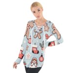 Christmas Cartoon Pattern Tie Up T-Shirt