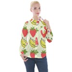 Fruits Pattern Background Food Women s Long Sleeve Pocket Shirt