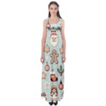 Christmas Cartoon Pattern Empire Waist Maxi Dress