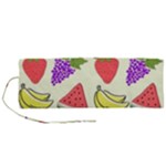 Fruits Pattern Background Food Roll Up Canvas Pencil Holder (M)