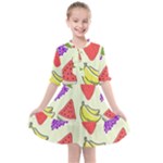 Fruits Pattern Background Food Kids  All Frills Chiffon Dress