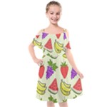 Fruits Pattern Background Food Kids  Cut Out Shoulders Chiffon Dress