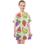 Fruits Pattern Background Food Kids  One Piece Chiffon Dress