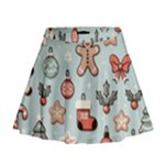 Christmas Cartoon Pattern Mini Flare Skirt