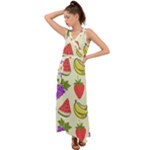 Fruits Pattern Background Food V-Neck Chiffon Maxi Dress