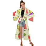 Fruits Pattern Background Food Maxi Kimono
