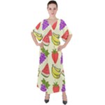 Fruits Pattern Background Food V-Neck Boho Style Maxi Dress