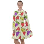 Fruits Pattern Background Food All Frills Chiffon Dress
