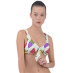Fruits Pattern Background Food Front Tie Bikini Top