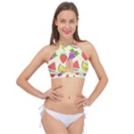Fruits Pattern Background Food Cross Front Halter Bikini Top
