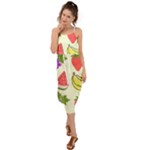 Fruits Pattern Background Food Waist Tie Cover Up Chiffon Dress