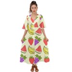 Fruits Pattern Background Food Kimono Sleeve Boho Dress