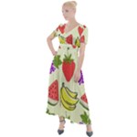 Fruits Pattern Background Food Button Up Short Sleeve Maxi Dress