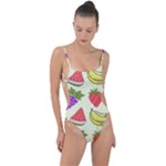 Fruits Pattern Background Food Tie Strap One Piece Swimsuit