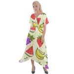 Fruits Pattern Background Food Cross Front Sharkbite Hem Maxi Dress