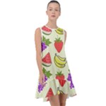 Fruits Pattern Background Food Frill Swing Dress