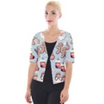 Christmas Cartoon Pattern Cropped Button Cardigan