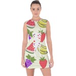 Fruits Pattern Background Food Lace Up Front Bodycon Dress