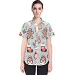 Christmas Cartoon Pattern Women s Short Sleeve Shirt