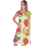 Fruits Pattern Background Food Classic Short Sleeve Dress