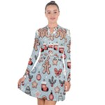 Christmas Cartoon Pattern Long Sleeve Panel Dress