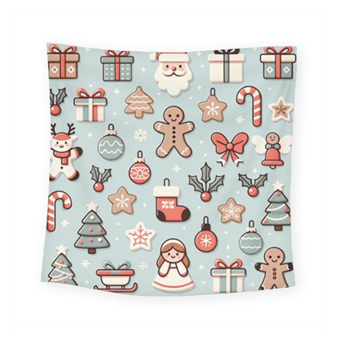 Christmas Cartoon Pattern Square Tapestry (Small) from ArtsNow.com