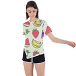 Fruits Pattern Background Food Asymmetrical Short Sleeve Sports T-Shirt