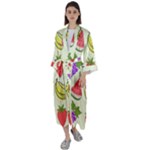 Fruits Pattern Background Food Maxi Satin Kimono