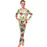 Fruits Pattern Background Food Kids  Satin Long Sleeve Pajamas Set
