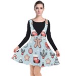 Christmas Cartoon Pattern Plunge Pinafore Dress