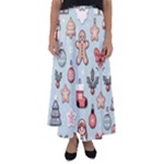 Christmas Cartoon Pattern Flared Maxi Skirt