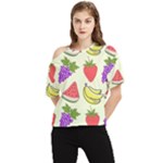 Fruits Pattern Background Food One Shoulder Cut Out T-Shirt